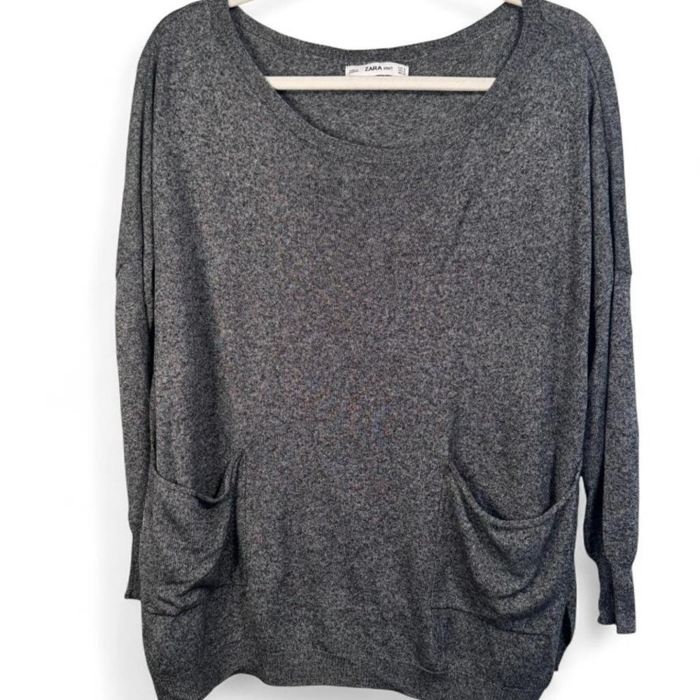 Zara knit grey light sweater‎ with pockets size medium, excellent condition